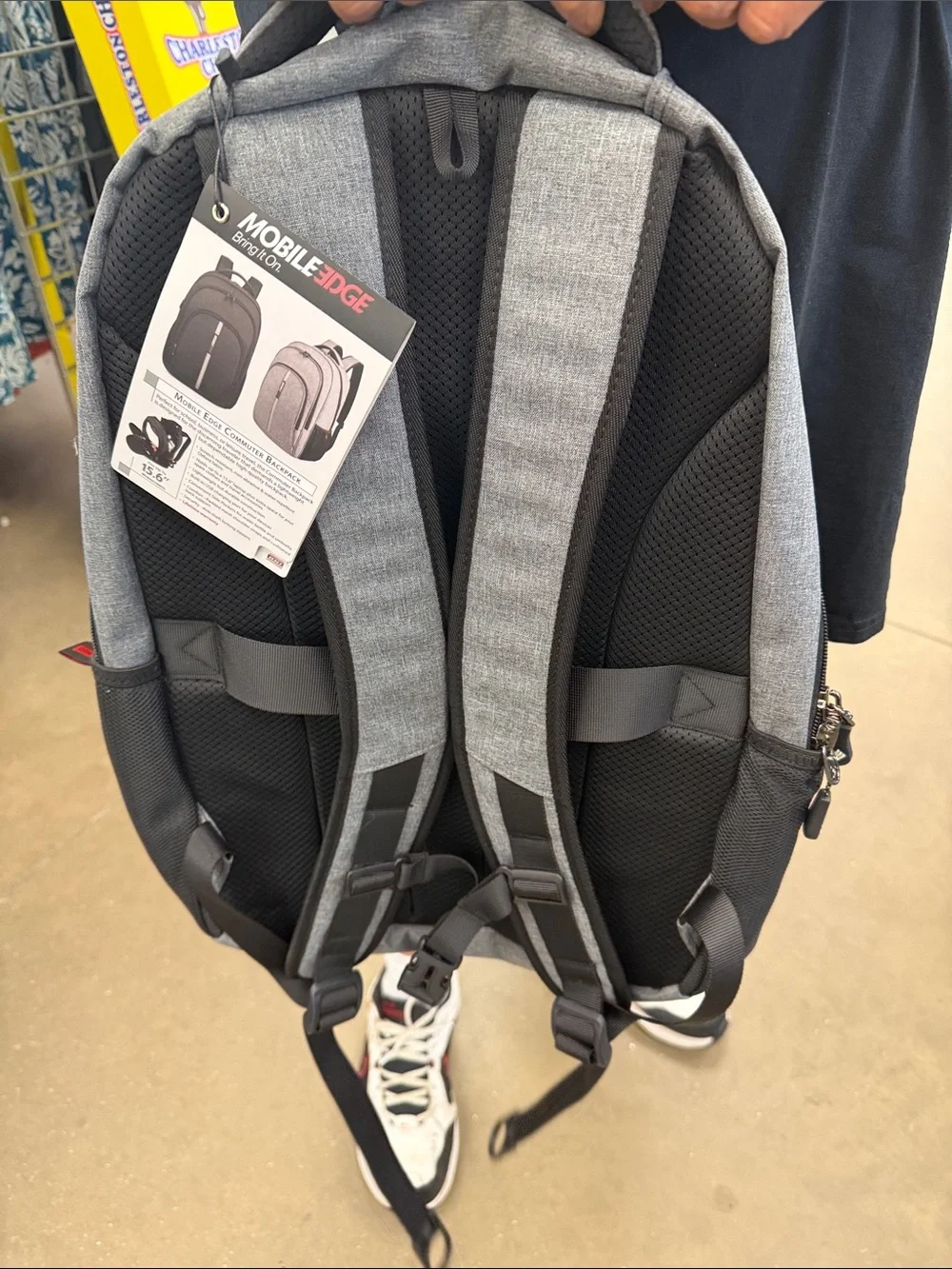 Gray Men's Backpack with Chocolate Brand Patch